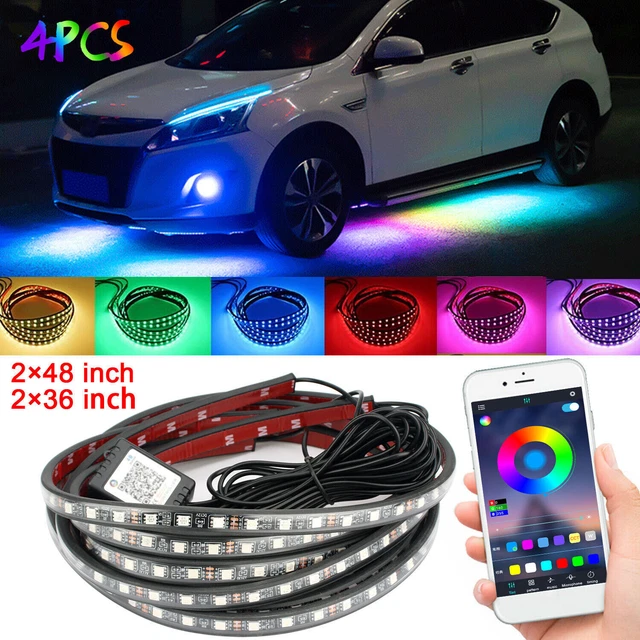 Illuminazione sottoscocca LED 120*90 cm RGB neon underglow atmosfera barra luminosa app