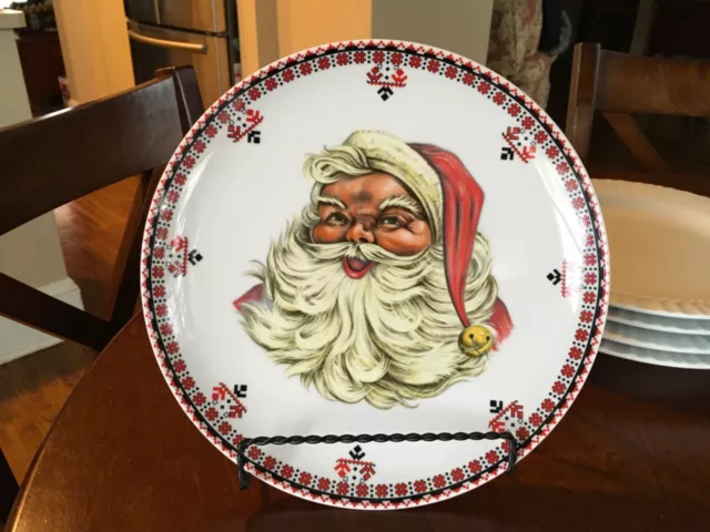 UKRAINIAN ART POTTERY (Did Moroz) Father Frost SANTA FOLK ART PLATE