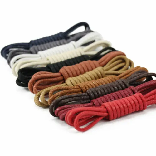Waxed Cotton Thin Round Shoelaces 60-120cm Dress Wax Cord Laces Brogues Shoes #