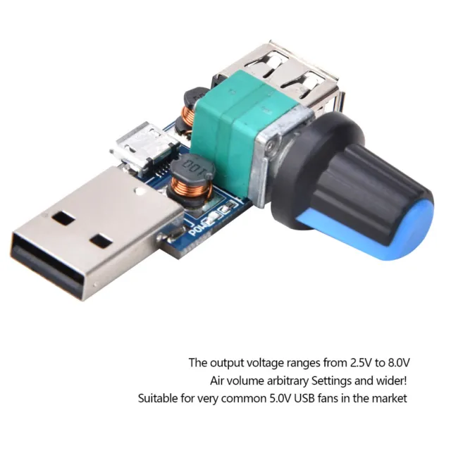 2pcs USB Fan Speed Controller DC4~12V Stepless Mini USB Fan Governor Speed