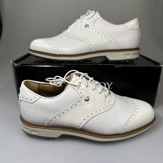 FootJoy Dryjoys Premiere Series Wilcox Mens White Golf Shoes. UK Size 8