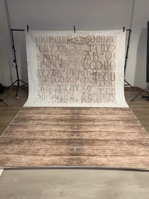 Medieval Alphabet abstract Backdrop with floor for photography (2,50M x 4M)
