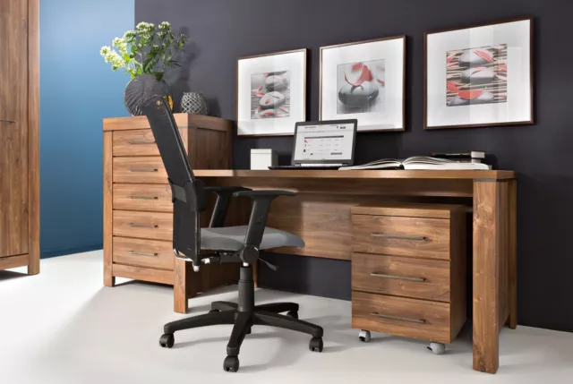 Large Desk Home Office Study Furniture Wide Medium Oak Effect Modern 160cm Gent