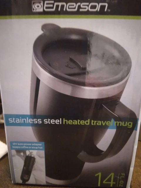 EMERSON Stainless Steel Heated Travel Mug 12V Power Adapter- 14 Fl. Oz 