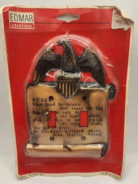 Vintage John Quincy Adams Eagle Double Light Switch Cover Wall Plate New Bronze