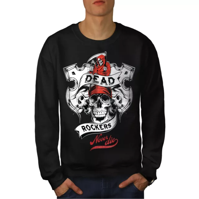 Wellcoda Dead Rockers Grim Skull Mens Sweatshirt,  Casual Pullover Jumper