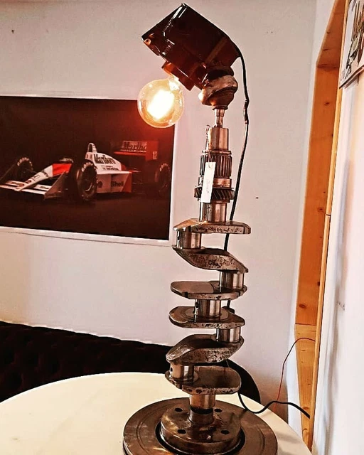 Lampe Artisanale Style Industriel En Pièce Auto - Métal/Inox - Douille E27