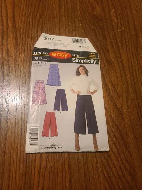 Falda y patrones gauchos para mujer Simplicity 3917