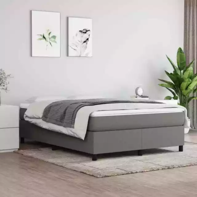 Lit Ã  sommier tapissier avec matelas Gris foncÃ© 140x190cm Tissu