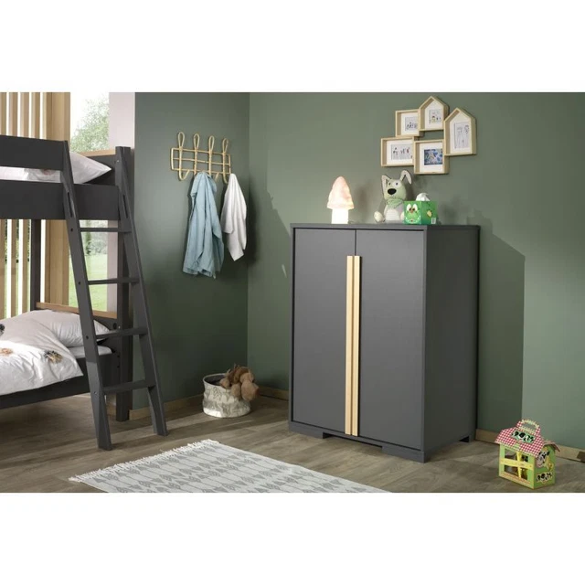 Paris Prix - Chambre Complète Enfant 4p "london" 90x200cm Anthracite 4