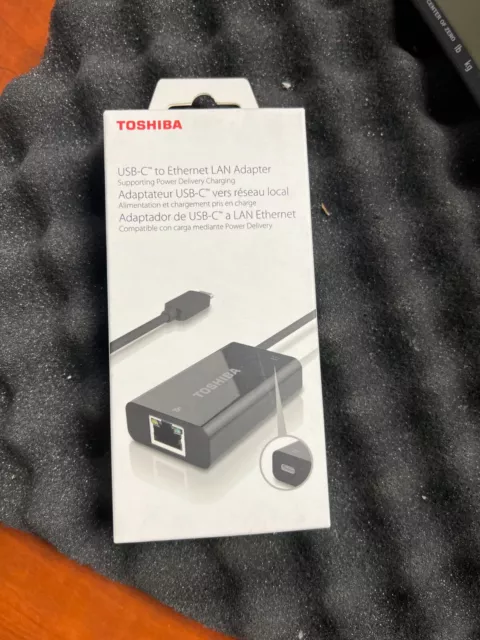 Auténtico adaptador LAN USB-C a Ethernet Toshiba con suministro de energía (Z)