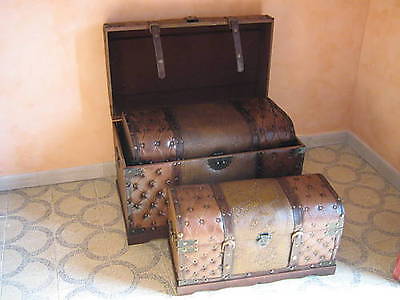 Baule scatola KD 1289 valigetta Set di Valigie Cassapanca in legno rivestita in ecopelle con finitura in pelle di bufalo 31cm 