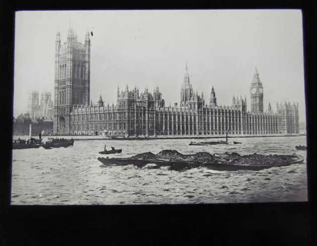 Glass Magic lantern slide HOUSES OF PARLIAMENT LONDON C1900