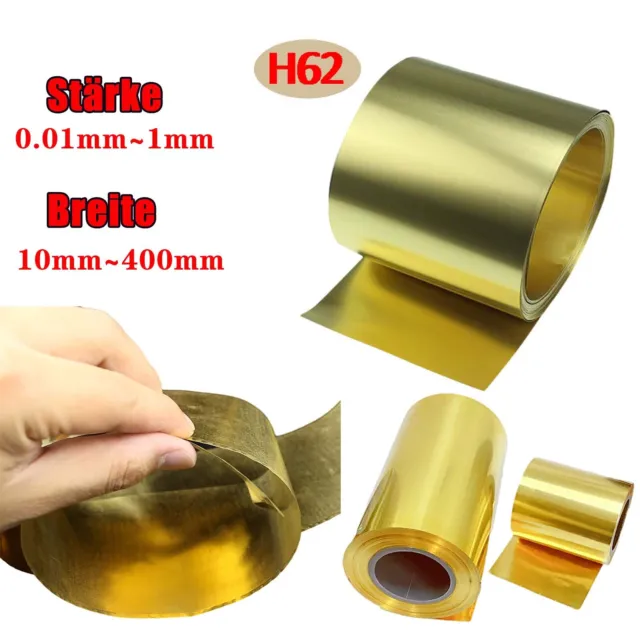 H62 Thin Brass Sheets CuZn37 Brass Foil Strip Craft Model Train Metal 0.01-1mm