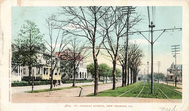 St Charles Avenue Trolley Tracks Mansions New Orleans LA c1905 P187