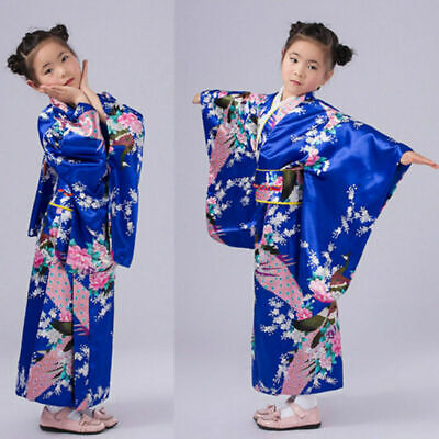 Girls Kids Japanese Traditional Costume Outfits Cos show Clothes Kimono Robe 3