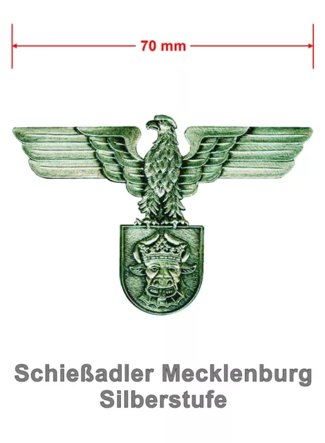 Schützenverein Abzeichen Mecklenburg Silberstufe Schießadler mit Stierkopf MV