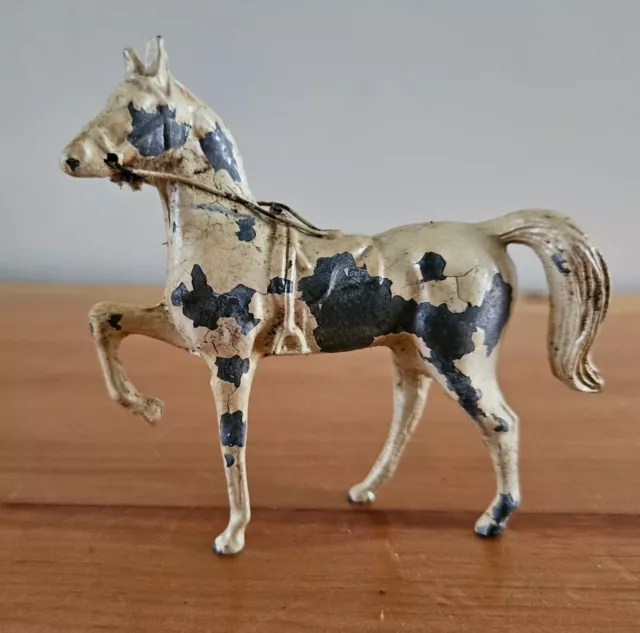 Vintage Cast Metal Pearly White Horse Figurine