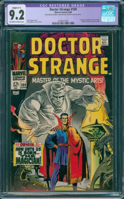 DOCTOR STRANGE #169 CGC 9.2 NM- REST. C-1 KEY BOOK 1st TITLE MARVEL COMICS 1968