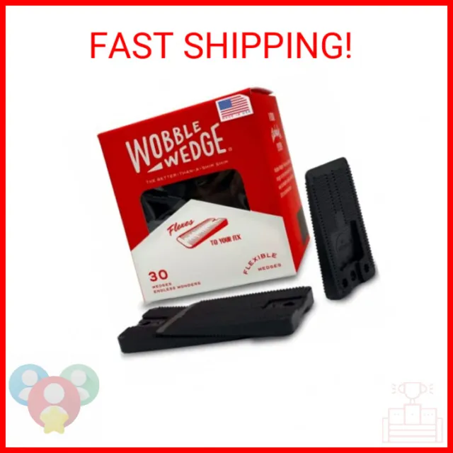 Wobble Wedges Flexible Plastic Shims, 30 Pack - MADE IN USA - Multi-Purpose Shim