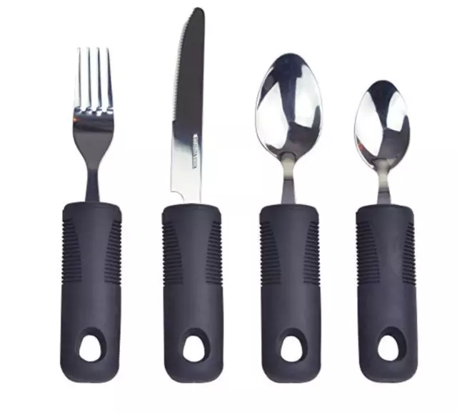 4 Piece Disability Cutlery Eating Grip Aid Disabled Knife Fork Spoon Arthritis