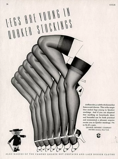 1938 a Quaker Stockings Rockette Style Art Fashion Print Ad