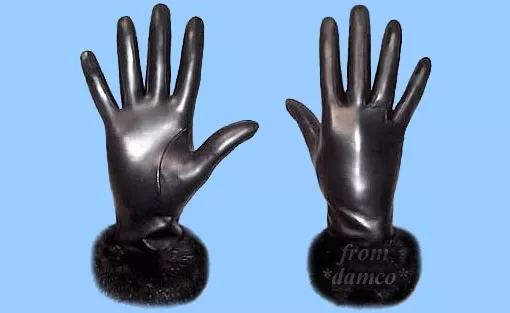 NEW WOMENS size 7.5-Large BLACK MINK FUR TRIM - GENUINE LAMBSKIN LEATHER GLOVES