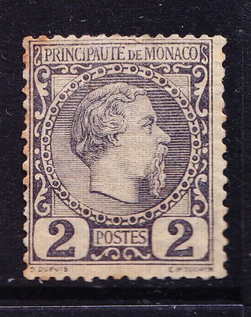 MONACO 1885 SG2a 2c slate-purple - mounted mint - small faults. Catalogue £85