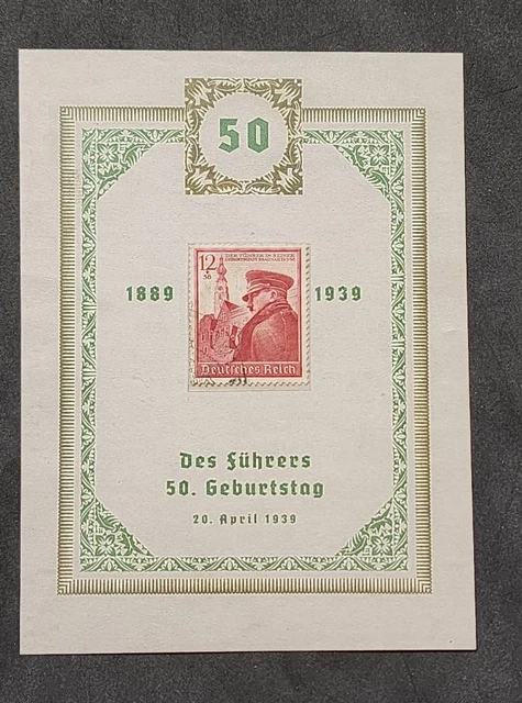 WW2 WWII NAZI German Third Reich Adolf Hitler 50th Birthday stamp w ...