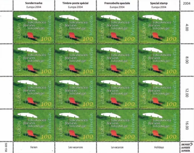 Svizzera - 2004 - Europa - Unificato n.1808 - Minifoglio di 16 - nuovo (MNH)