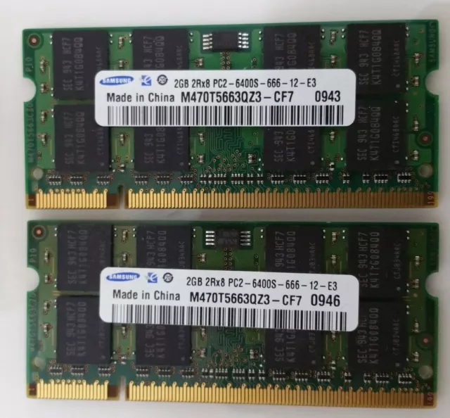 4GB 2x2GB  DDR2-800 PC2-6400 SODIMM Laptop Notebook  Memory RAM 200 Pin