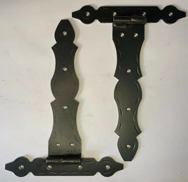 Pair Strong Black Wrought Iron Farm - Hand Forged Beeswax Cottage Door Hinge 5