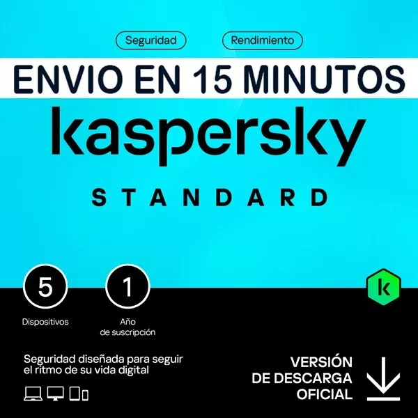 Kaspersky Standard Anti-Virus 5 Pc 2024  / 1 año/📩email con código 15 minutos📩