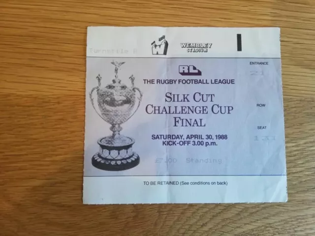 1988 Challenge Cup Final Match Ticket - Wigan v Halifax