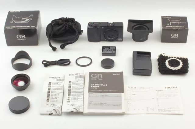 [MINT] Ricoh GR Digital II 10.01MP Digital Camera Black w/ GH-1 GW-1 Hood JAPAN