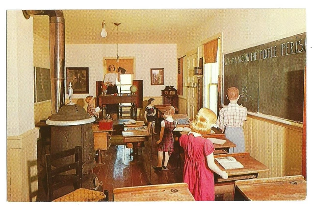 Huron City Michigan MI Postcard School Room at Museum