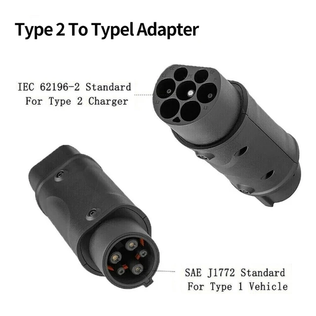 New Electric Vehicle J1772 EV Charging Connector Type 2 To Type 1 Adapter
