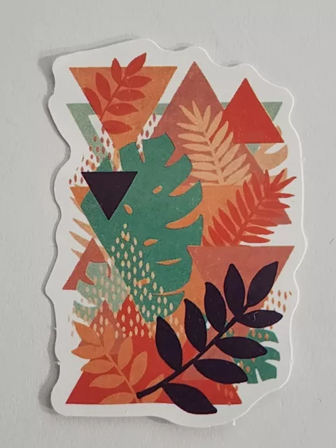 Leaves Print with Different Triangles in Background Sticker Decal Embellishment