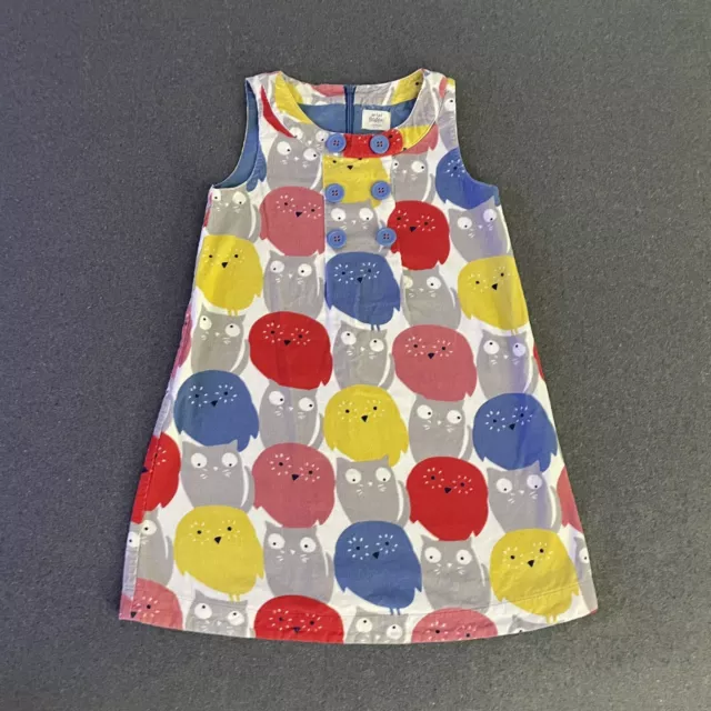 Mini Boden Girls Corduroy Jumper Cats Owls Size 6-7 Y Lined Blue Red Yellow Zip