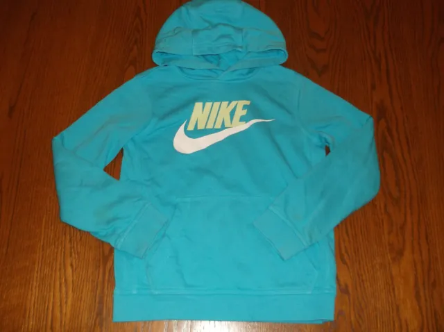 Nike Long Sleeve Aqua Blue Hoodie Girls  Large Excellent Condition