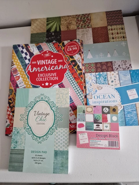 Nuevas 5 almohadillas de diseño de papel vintage Ocean Americana Navidad diferentes diseños y tamaños