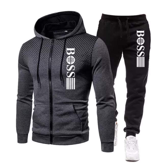 BOSS Mens Full Zip Tracksuit Hoodie Jogger Jacket Pants Set UK