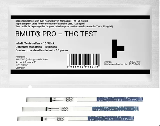 10x Drogenschnelltest 25ng /ml - Cannabis Marihuana THC Drogentest Urintest