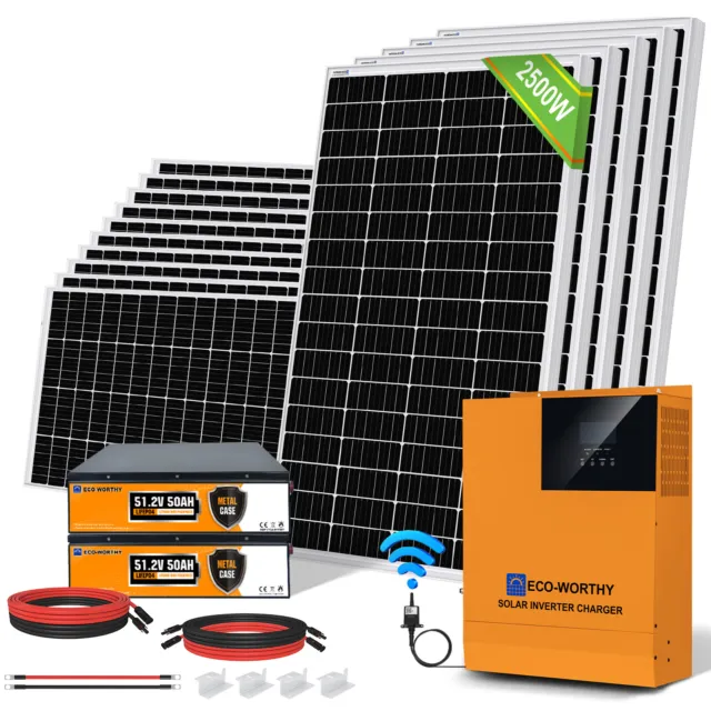 2,5KW Solaranlage Komplettpaket photovoltaikanlage 5KWH Speicher LiFePO4 WIFI