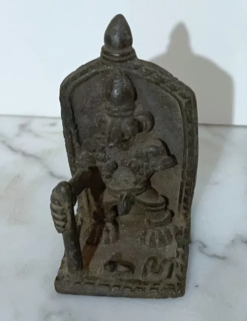 ANTIQUE 19th CENTURY HINDU BRONZE FIGURINE STATUE OF A DEITY HOLDING A STAFF