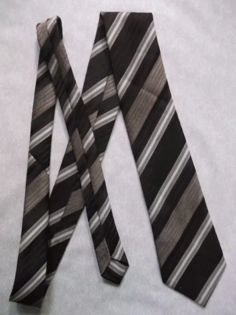 Tie Mens Wide Necktie Retro Fashion BROWN BEIGE STRIPED Vintage TOOTAL