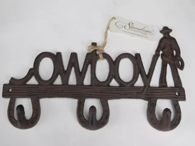 Cast Iron Cowboy Wall Hook Key Holder Towel Coat Rack Hanger Rustic Finish