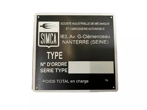 Plaque Constructeur TARE SIMCA 9 OU AUTRE NANTERRE  Plaque Vierge Neuf