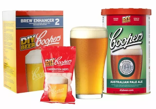 Coopers Australian Pale Ale Beer Bundle Kit - Brew Enhancer 2 Carbonation Drops