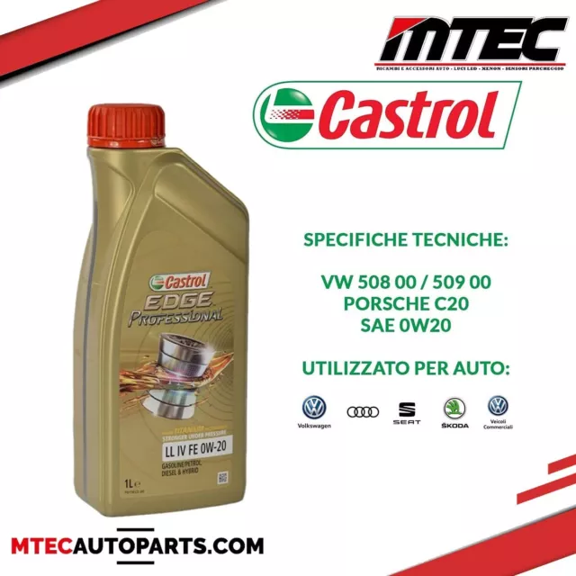 1 Litre Gasoline Engine Oil Diesel Castrol Edge 0W-20 Professional Ll IV Fe